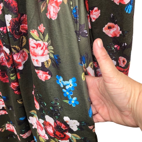 Zesica Hunter Green Pink Floral Long Sleeve Dress size Small - Picture 5 of 11